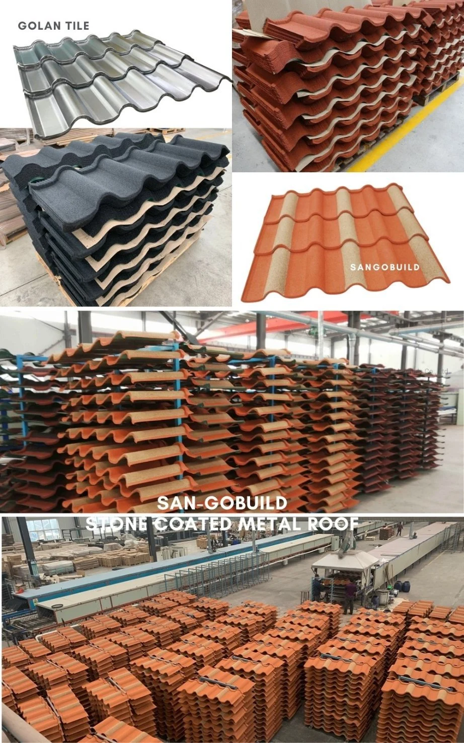 Factory 0.35-0.45mm Durable Golan Corrugated Roofing Stone Coated Metal Roofing Sheet